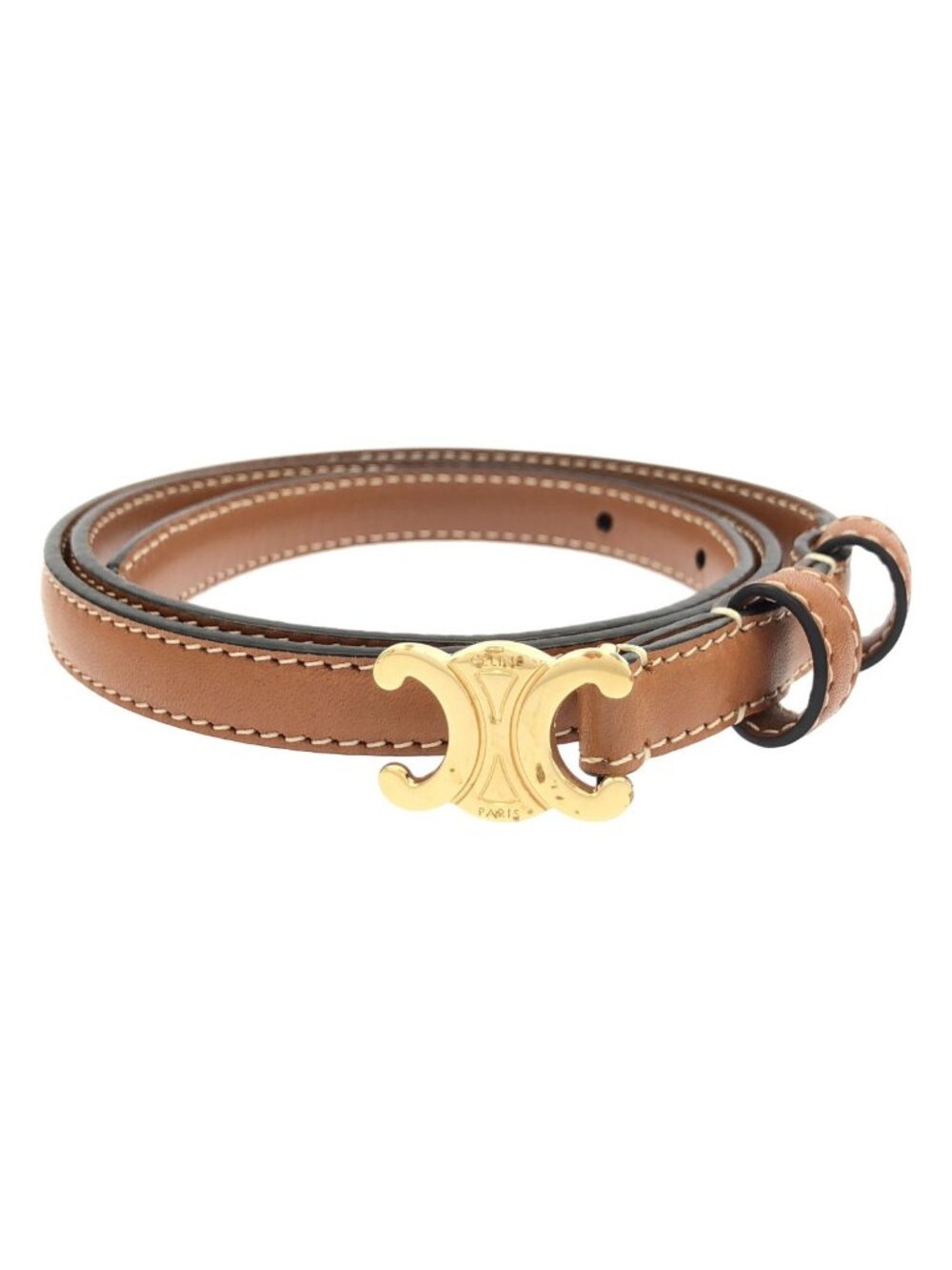 Celine Triomphe Leather Belt 13 Brown 70